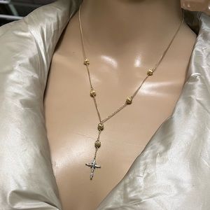 💥SALE $499 14K GOLD DIAMOND ROSARY NECKLACE.